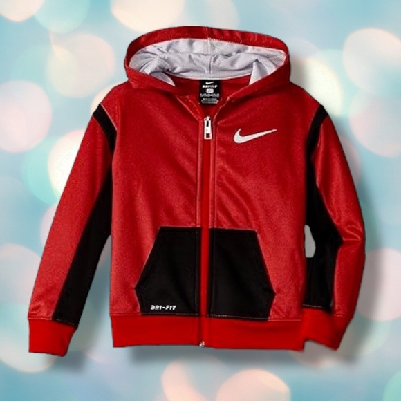 Nike Other - Nike Dri-Fit Baby Boy’s Red Black Zip Sweatshirt Hoodie Size 18 Months